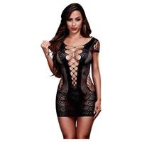 Baci - krátké síťované mini šaty s krajkou - černé (S-L)