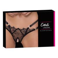 Cottelli - luxusní tanga s otevřeným kroužkem (černá) - M/L