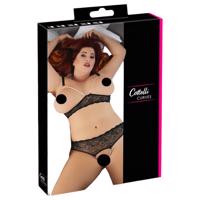 Cottelli Plus Size - perlový podprsenkový set (černý) - 3XL