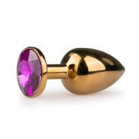 Easytoys kovový anální kolík - fialový kámen, zlatý (2,5 cm)
