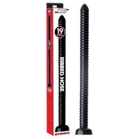 HOSED Rýhované dildo 19 s přísavkou - anální potěšení v černé barvě