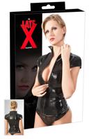 LATEX - černý top s krátkými rukávy na zip - 2XL
