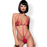 Obsessive Luiza - tulipánové body s pásky - červená (S/M)