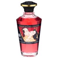 Shunga - hřejivý masážní olej - šampaňské a jahoda (100ml)